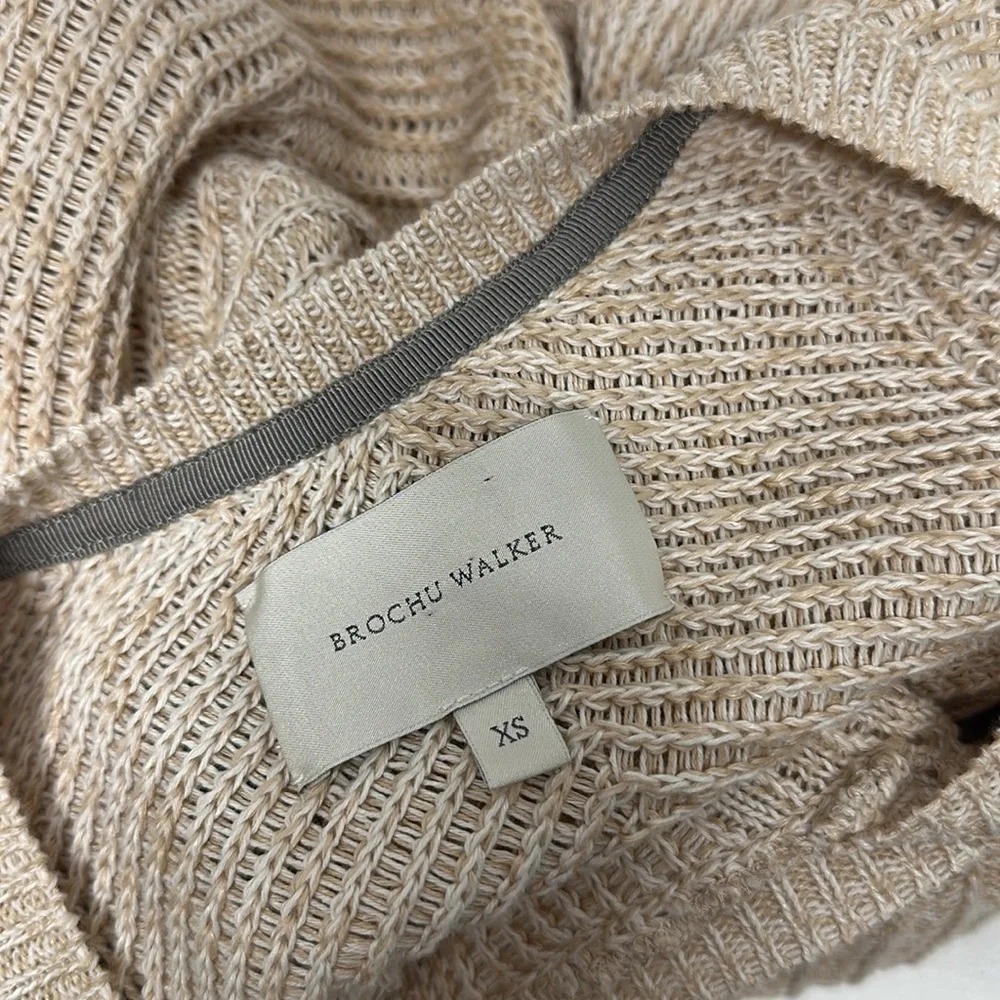 Brochu Walker The Arya Vee Sweater Linen Cotton Puff Sleeve Cream Marle Size XS_9